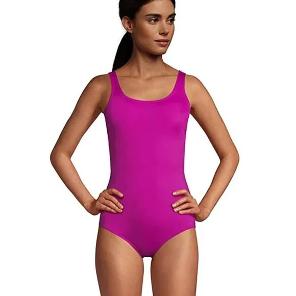 NWT Lands' End Women's Scoop Neck Soft Cup Tugless One Piece Swim Sz 18W/L DD45 - Picture 1 of 3